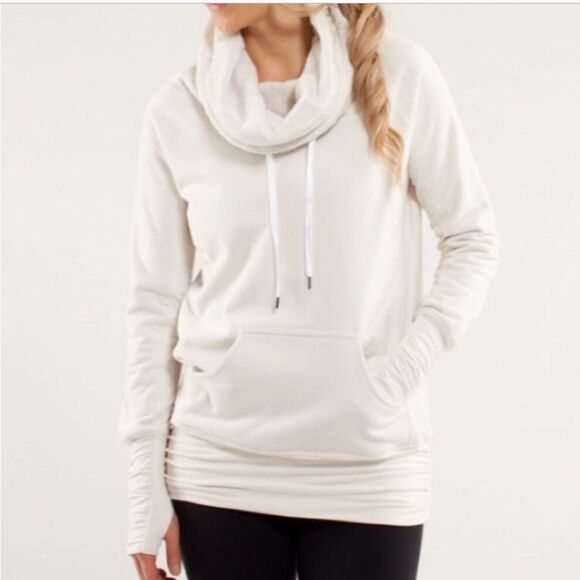 Lululemon Dont Hurry Be Happy Cowl Neck Pullover Sweatshirt Polar Cream‎ Size 4 - Picture 1 of 9